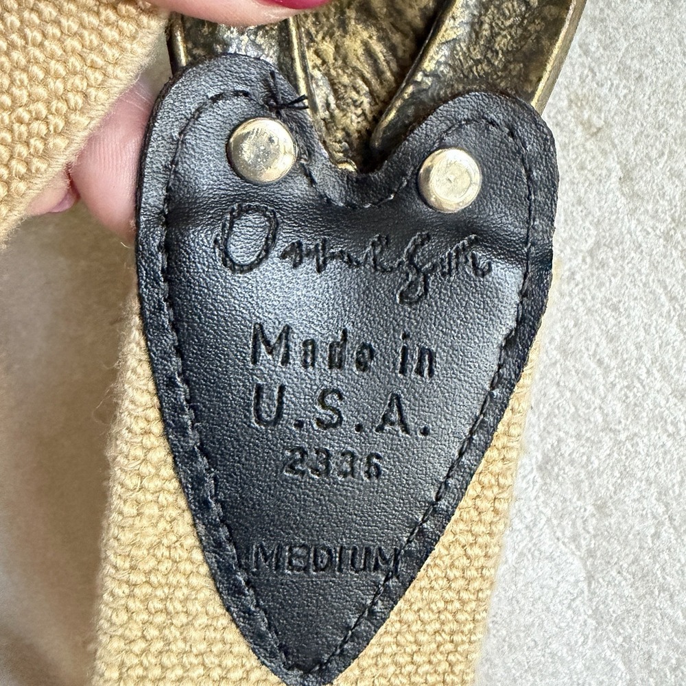 Vintage Omega Elastic Statement Belt Women M Beige Canvas Leather Trim Buckle - Picture 5 of 7